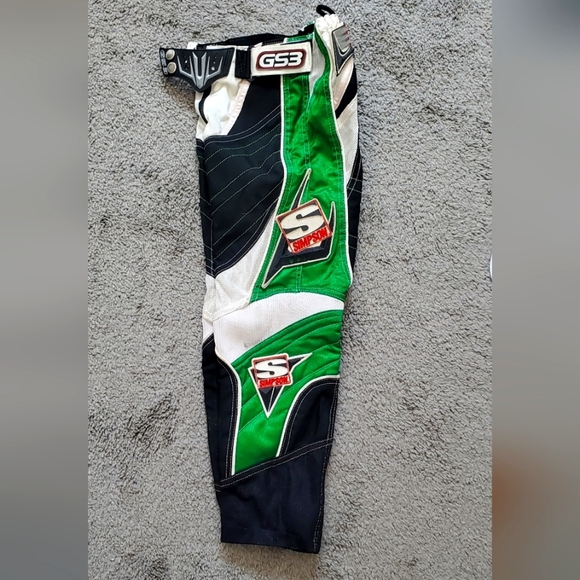 Simpson GS3 Motorcross Racing Pants Auto Pro Motorcycle Moto Green Size XS YOUTH - Picture 1 of 11